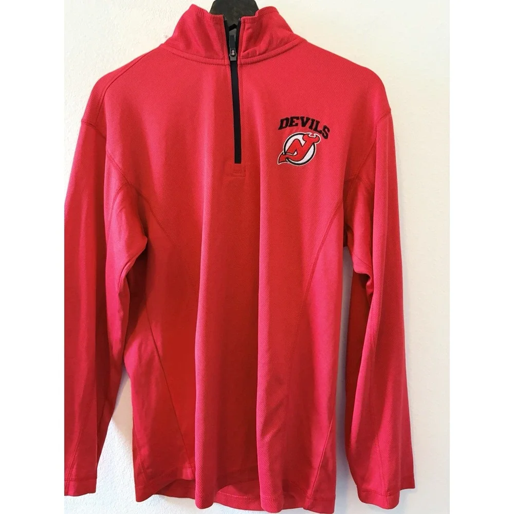New Jersey Devils NHL Red Quarter Zip Pullover Track Top Men's Small